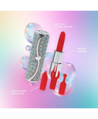 Tiffany - Lipstick Vibrator with 4 Attachments - Blue