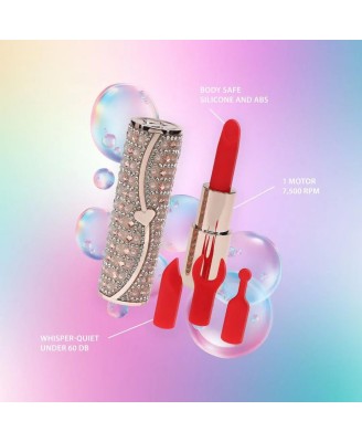 Tiffany - Lipstick Vibrator with 4 Attachments - Pink