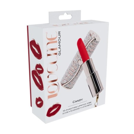 Candy - Mini Wibrator Szminka z 4 końcówkami - Różowy