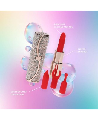 Candy - Lipstick Vibrator with 4 Attachments - Pink