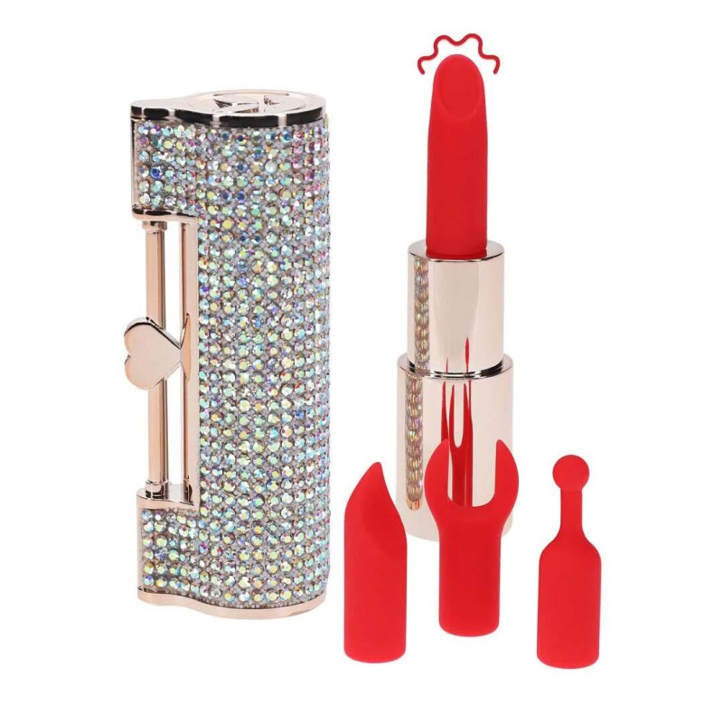 Diamond - Lipstick Vibrator - Mini Wibrator Szminka z 4 końcówkami