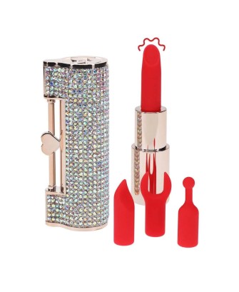 Diamond - Lipstick Vibrator - Mini Wibrator Szminka z 4 końcówkami