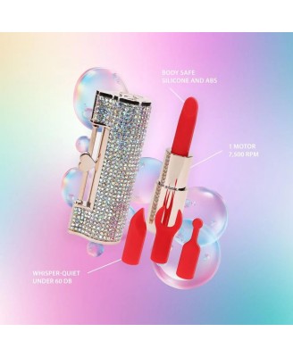 Diamond - Lipstick Vibrator - Mini Wibrator Szminka z 4 końcówkami