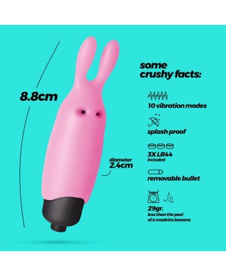 CRUSHIOUS O-PET RABBIT WITH 10 VIBRATION BULLET PASTEL PINK