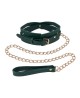 Cutout Collar And Leash - Złota Smycz z Czarną Obrożą