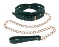 Cutout Collar And Leash - Złota Smycz z Czarną Obrożą