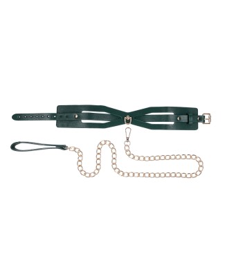 Cutout Collar And Leash - Złota Smycz z Czarną Obrożą