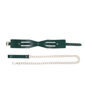 Cutout Collar And Leash - Złota Smycz z Czarną Obrożą