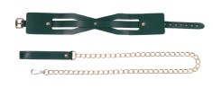 Cutout Collar And Leash - Złota Smycz z Czarną Obrożą