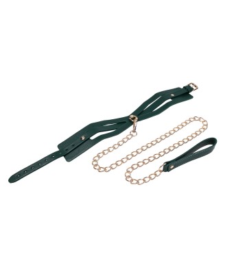 Cutout Collar And Leash - Złota Smycz z Czarną Obrożą