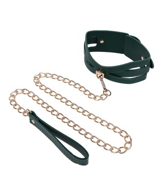 Cutout Collar And Leash - Złota Smycz z Czarną Obrożą