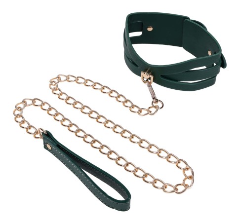 Cutout Collar And Leash - Złota Smycz z Czarną Obrożą
