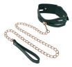 Cutout Collar And Leash - Złota Smycz z Czarną Obrożą