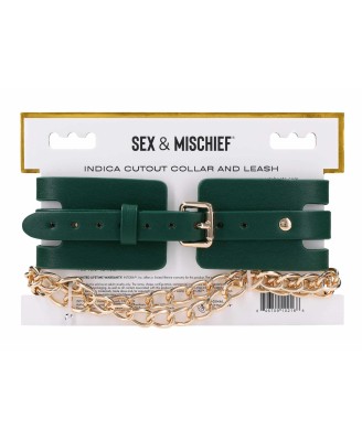 Cutout Collar And Leash - Złota Smycz z Czarną Obrożą