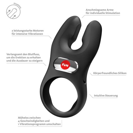 Fun Factory - Nos XL - Wibrujący Pierścień Erekcyjny - Czarny