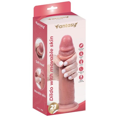Silikonowy cielisty dildo z ruchomą skórką 21 cm