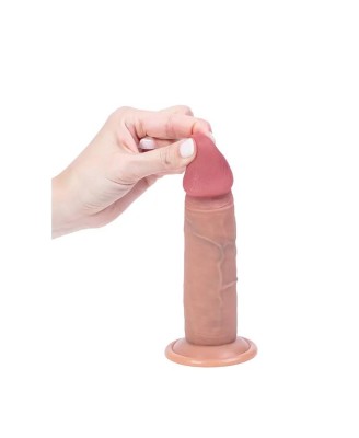 Silikonowy Cielisty Dildo z ruchomą Skórą 18 cm