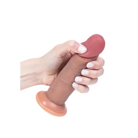 Silikonowy Cielisty Dildo z ruchomą Skórą 18 cm