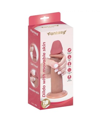 Silikonowy Cielisty Dildo z ruchomą Skórą 18 cm