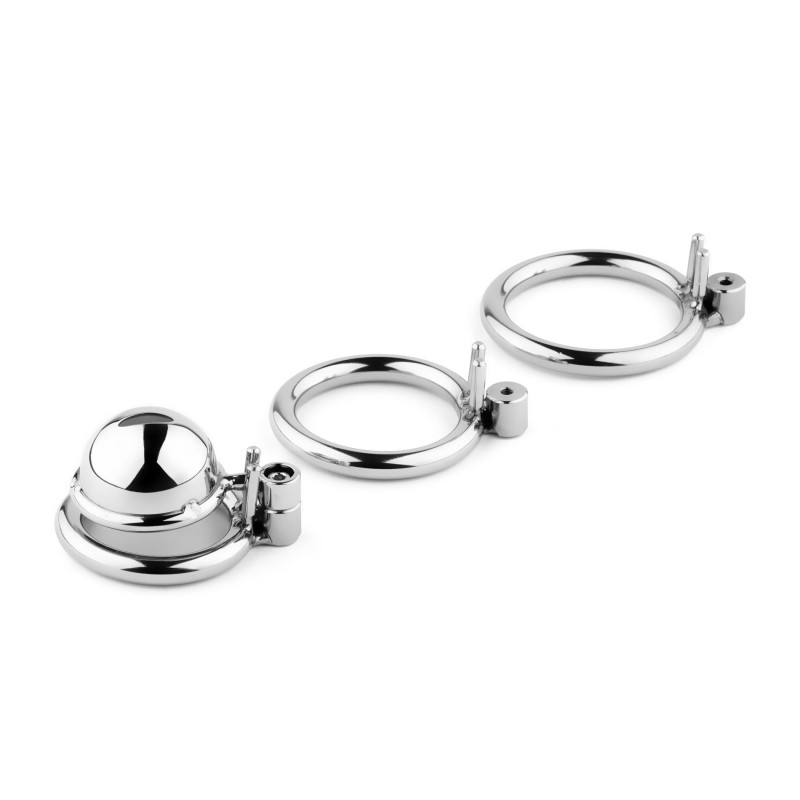 Metalowa klatka na penisa ze stali nierdzewnej – zestaw z 3 pierścieniami regulacyjnymi