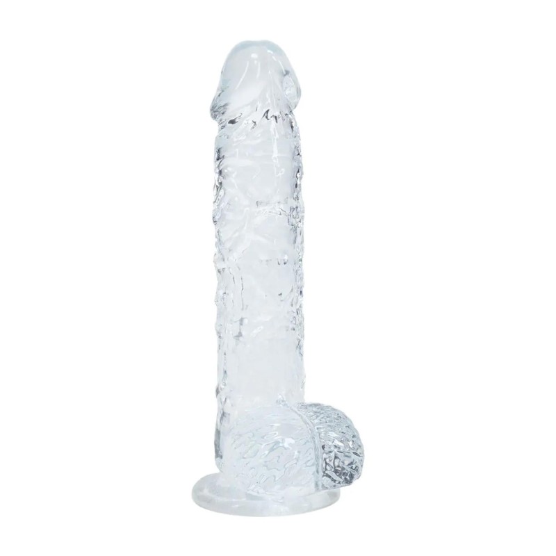 REALROCK Crystal Clear Realistyczne Dildo z Jądrami - 12,7 cm - Transparentne