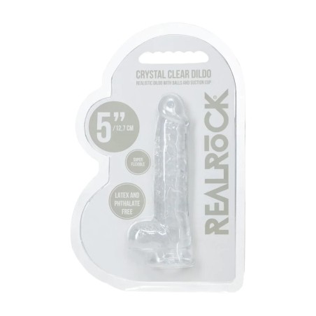 REALROCK Crystal Clear Realistyczne Dildo z Jądrami - 12,7 cm - Transparentne