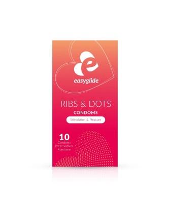 EasyGlide Ribbed & Dotted – prezerwatywy z prążkami i wypustkami - 10 szt