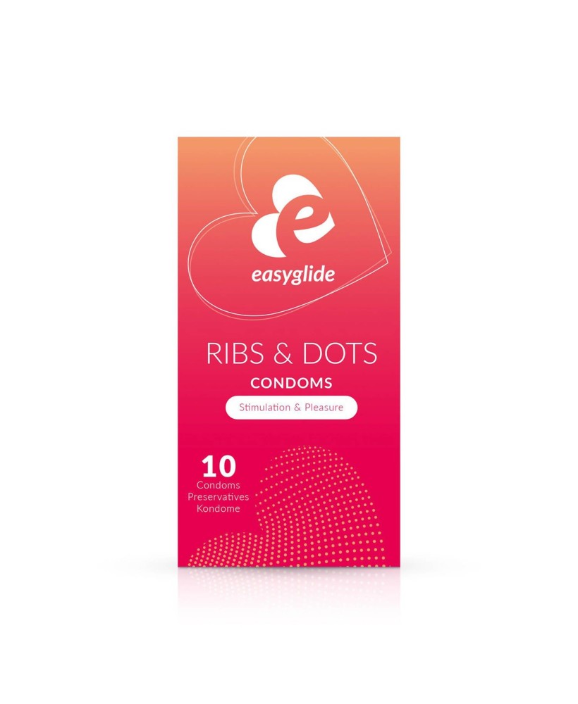 EasyGlide Ribbed & Dotted – prezerwatywy z prążkami i wypustkami - 10 szt