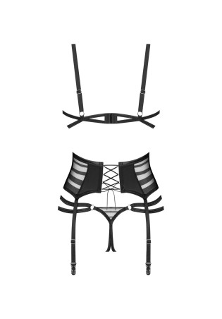 Lune Bellis Komplet 3-częściowy otwarty z Tiulem - Czarny - XS/S