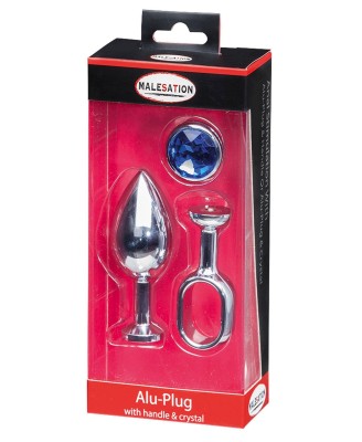 MALESATION Alu-Plug with handle & crystal large, chrome