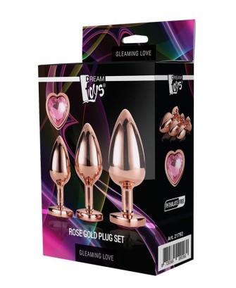 GLEAMING LOVE - Zestaw Korków Analnych z Kryształkiem - Rosegold