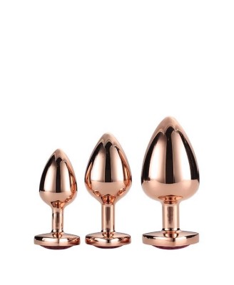 GLEAMING LOVE - Zestaw Korków Analnych z Kryształkiem - Rosegold