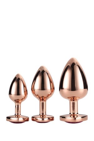 GLEAMING LOVE - Zestaw Korków Analnych z Kryształkiem - Rosegold