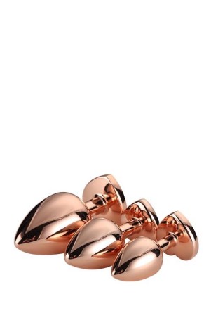 GLEAMING LOVE - Zestaw Korków Analnych z Kryształkiem - Rosegold