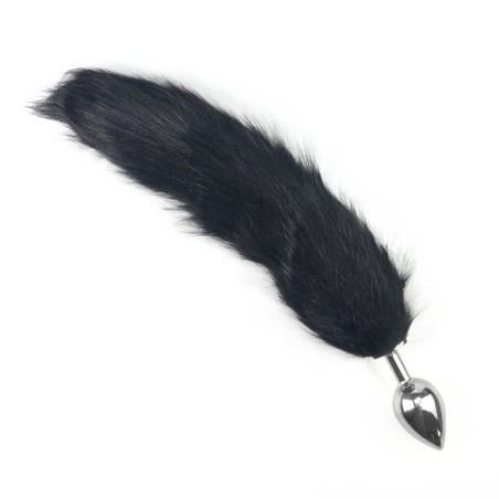 Metalowy Korek Analny z Lisim Ogonem - Czarny