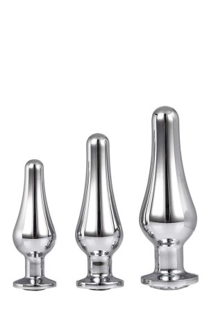 GLEAMING LOVE PLEASURE SET - Zestaw Korków Analnych z Kryształkiem - Srebrny