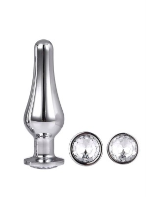 GLEAMING LOVE PLEASURE SET - Zestaw Korków Analnych z Kryształkiem - Srebrny