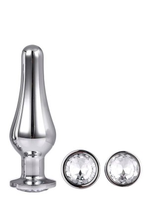 GLEAMING LOVE PLEASURE SET - Zestaw Korków Analnych z Kryształkiem - Srebrny