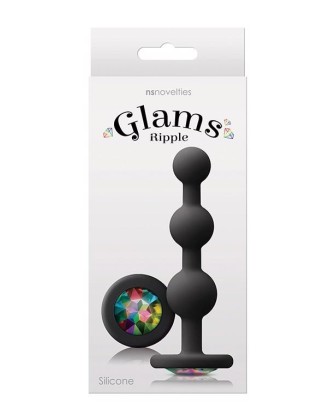 GLAMS RIPPLE RAINBOW GEM - Czarny Korek Analny Korale