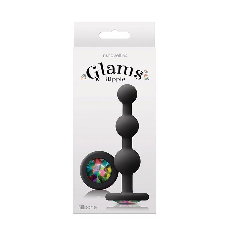 GLAMS RIPPLE RAINBOW GEM - Czarny Korek Analny Korale
