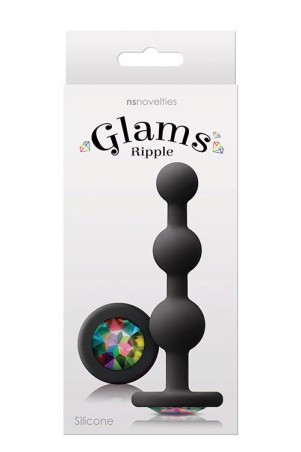 GLAMS RIPPLE RAINBOW GEM - Czarny Korek Analny Korale