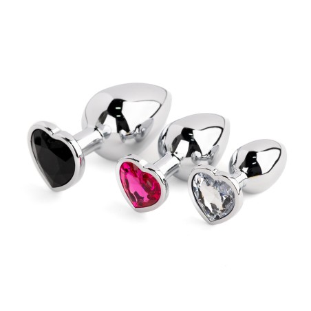 Jewellery - Silver Heart PLUG - Elegancki Zestaw Korków analnych z Kryształkiem