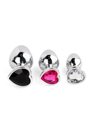 Jewellery - Silver Heart PLUG - Elegancki Zestaw Korków analnych z Kryształkiem