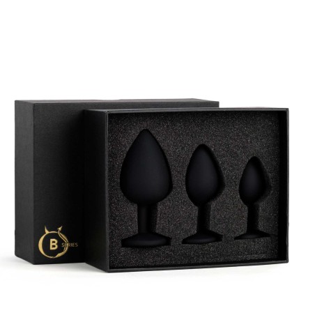 Jewellery - Silicone PLUG - Zestaw Czarnych Silikonowych Korków Analnych z Kryształkiem