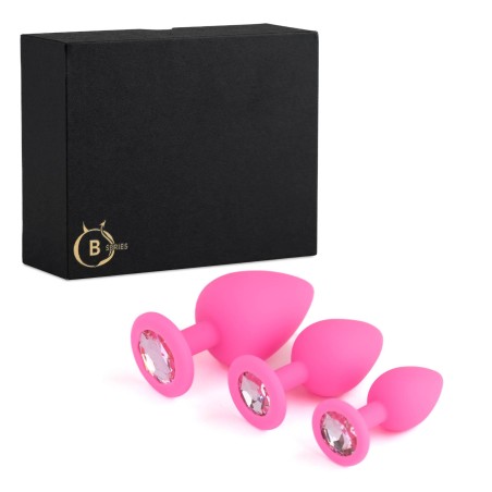 Jewellery - Silicone PLUG - Zestaw Różowych Silikonowych Korków Analnych z Kryształkiem