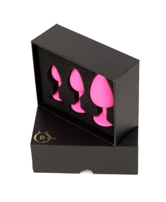 Jewellery - Silicone PLUG - Zestaw Różowych Silikonowych Korków Analnych z Kryształkiem