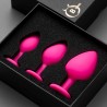 Jewellery - Silicone PLUG - Zestaw Różowych Silikonowych Korków Analnych z Kryształkiem
