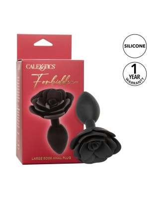 Large Rose Anal Plug Black