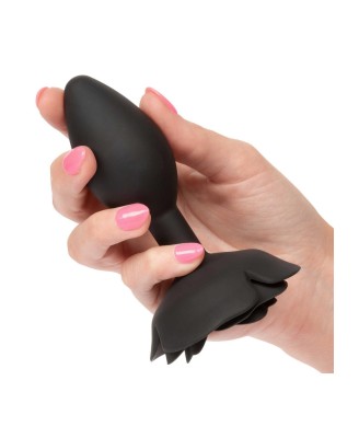 Large Rose Anal Plug Black
