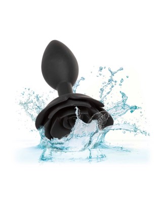 Large Rose Anal Plug Black